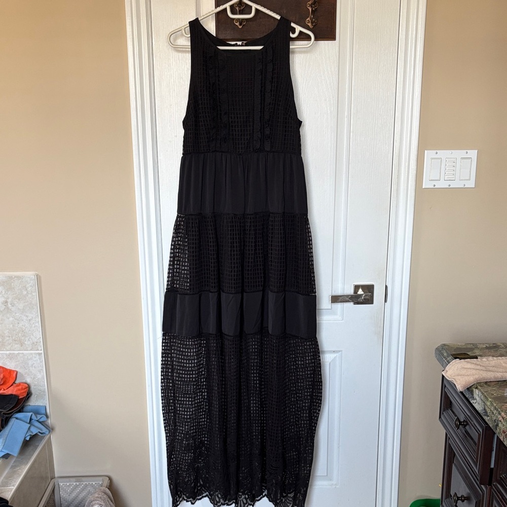bebe Black Lace Maxi Dress